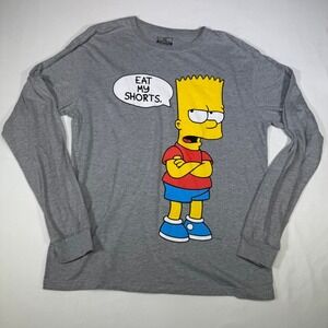 The Simpsons Bart Simpson Eat My Shorts Long Sleeve‎ Gray T Shirt